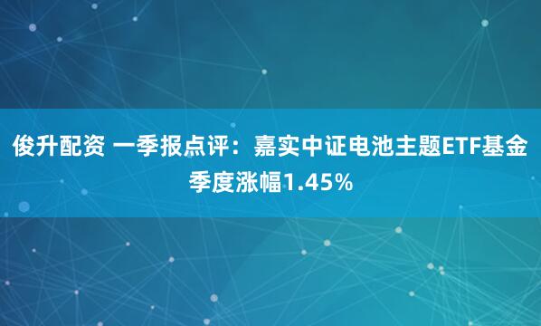 俊升配资 一季报点评：嘉实中证电池主题ETF基金季度涨幅1.45%
