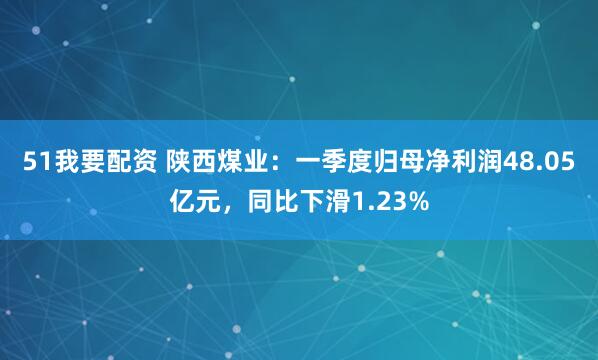 51我要配资 陕西煤业：一季度归母净利润48.05亿元，同比下滑1.23%