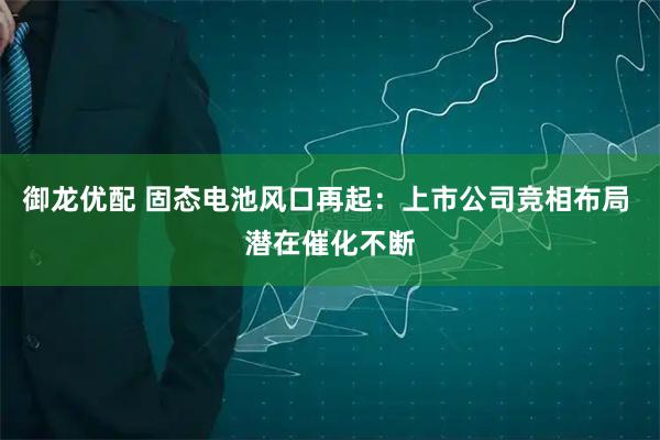 御龙优配 固态电池风口再起：上市公司竞相布局 潜在催化不断