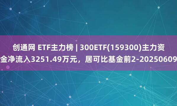 创通网 ETF主力榜 | 300ETF(159300)主力资金净流入3251.49万元，居可比基金前2-20250609