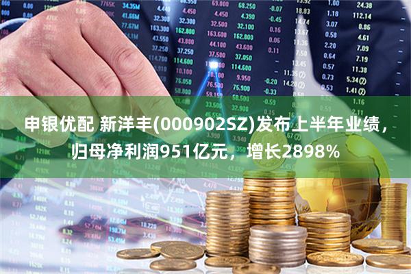 申银优配 新洋丰(000902SZ)发布上半年业绩，归母净利润951亿元，增长2898%